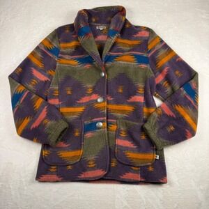 Angderson Arizona Southwest Aztec Fleece Button Down Jacket Womens Small